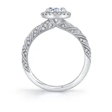 Round Cut Unique-Halo-Engagement Ring - Lucia