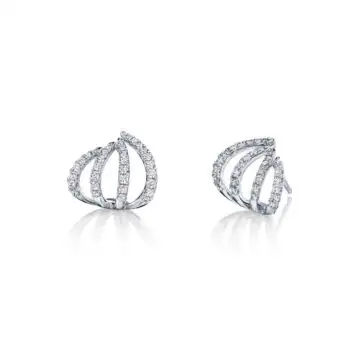 White Gold Diamond Cuff Earrings