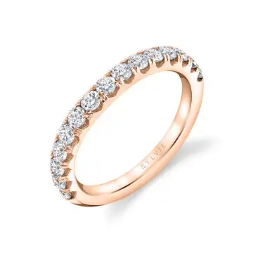 White Gold Wide Band Diamond Wedding Band - Andrea