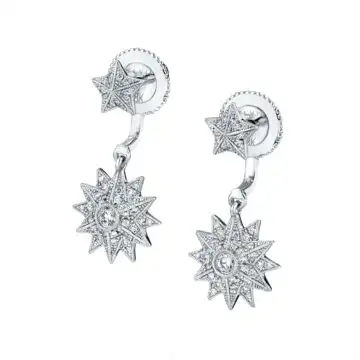 White Gold Star Shaped Peekaboo Earrings