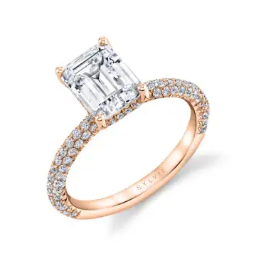 White Gold Emerald Cut Classic Pave Engagement Ring - Jayla