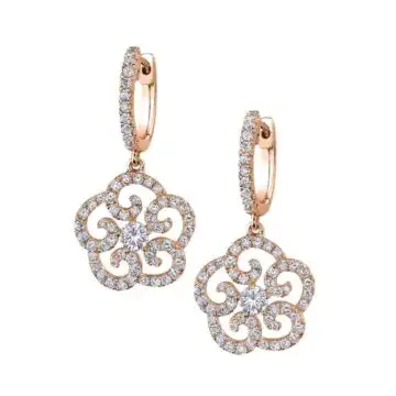 White Gold Flower Diamond Earrings