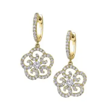 White Gold Flower Diamond Earrings