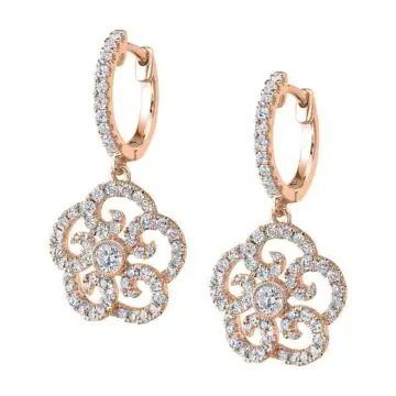 White Gold Flower Diamond Earrings