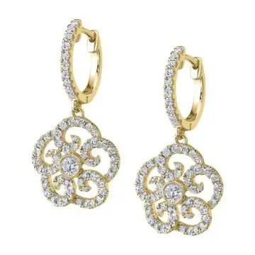 White Gold Flower Diamond Earrings