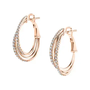 White Gold Modern Diamond Hoop Earrings