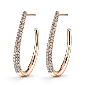 White Gold Unique Pave Diamond Hoop Earrings