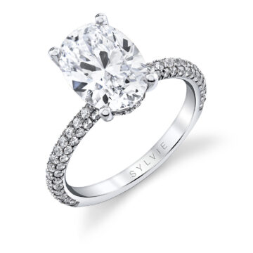 White Gold Oval Cut Classic Pave Engagement Ring - Jayla