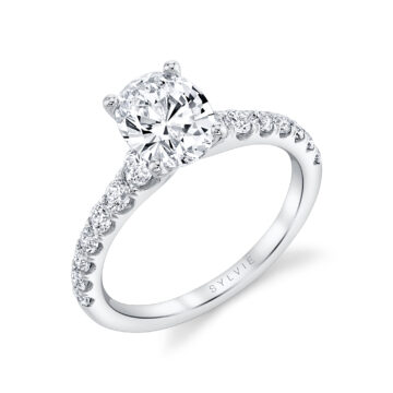 White Gold Oval Cut Classic Engagement Ring - Veronique