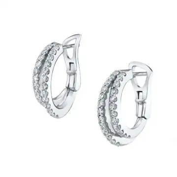 White Gold Unique Diamond Huggie Earrings