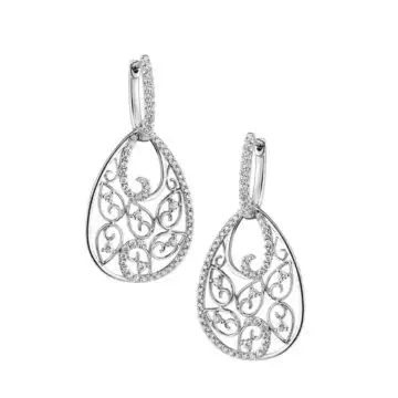 White Gold Antique Inspired Diamond Earrings