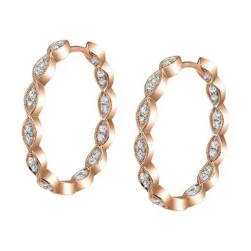 White Gold Vintage Inspired Diamond Hoop Earrings