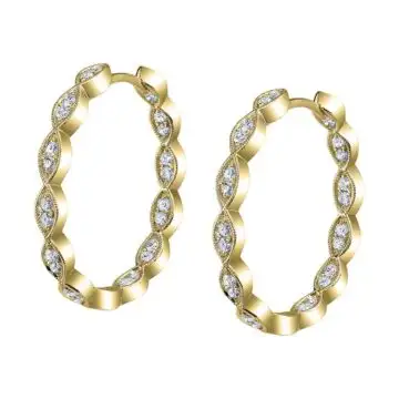 White Gold Vintage Inspired Diamond Hoop Earrings