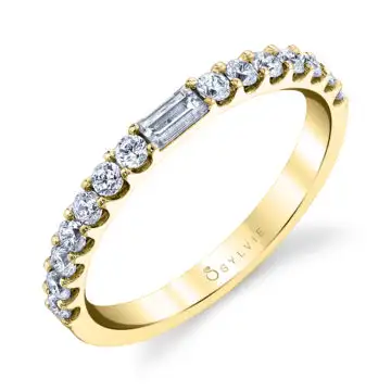 White Gold Stackable Baguette Wedding Band