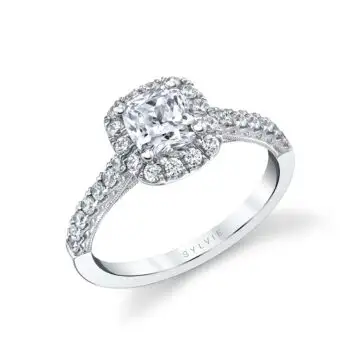 Cushion Cut Halo Engagement Ring - Diandra