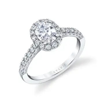 Oval Cut Halo Engagement Ring - Diandra