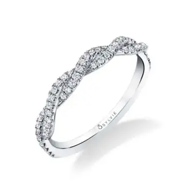 Round Cut Double Diamond Spiral Wedding Ring - Gina