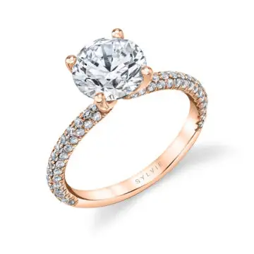 White Gold Round Cut Classic Pave Engagement Ring - Braylin