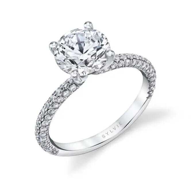 Round Cut White Gold Classic Pave Engagement Ring - Braylin