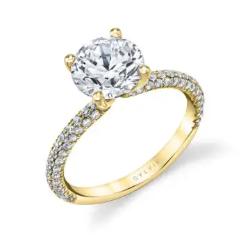 White Gold Round Cut Classic Pave Engagement Ring - Braylin