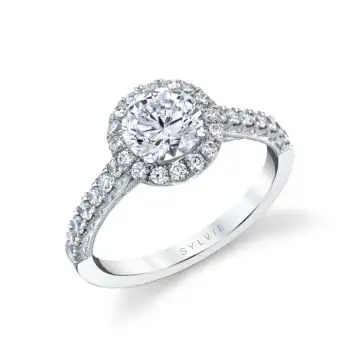 Round Cut Halo Engagement Ring - Diandra