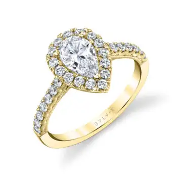 White Gold Pear Shaped Halo Engagement Ring - Diandra