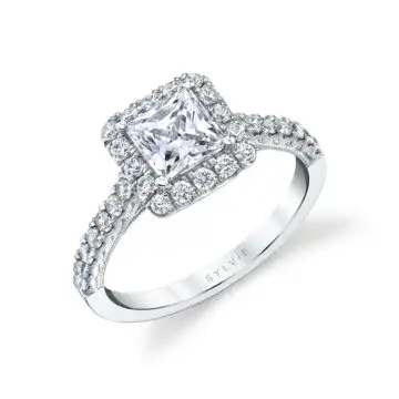 Princess Cut Halo Engagement Ring - Diandra