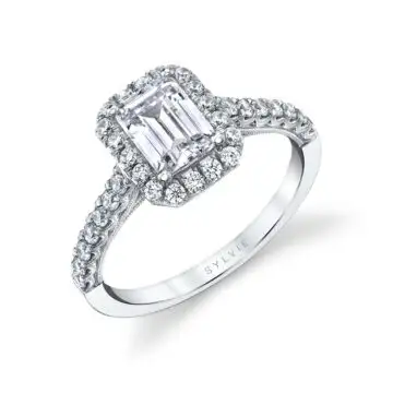 Emerald Cut Halo Engagement Ring - Diandra