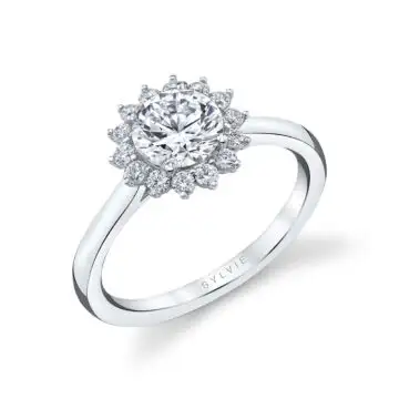 Round Cut Halo Engagement Ring - Farrah