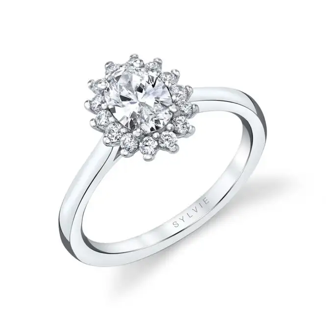 Unique Oval Cut White Gold Engagement Ring - Farrah