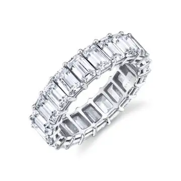 White Gold Emerald Cut Diamond Eternity Band