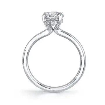 White Gold Round Cut Hidden Halo Engagement Ring - Melany