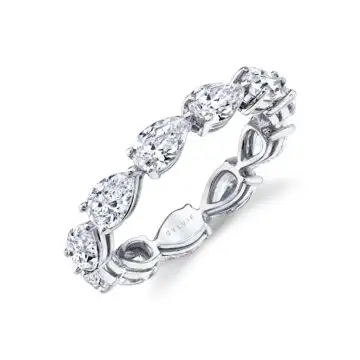 White Gold Pear Shaped Diamond Eternity Band set East to West