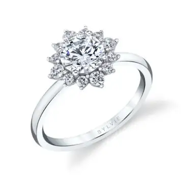 Starly: Halo Set Organic-Inspired Star Shaped Rough Grey Diamond Engagement  Ring