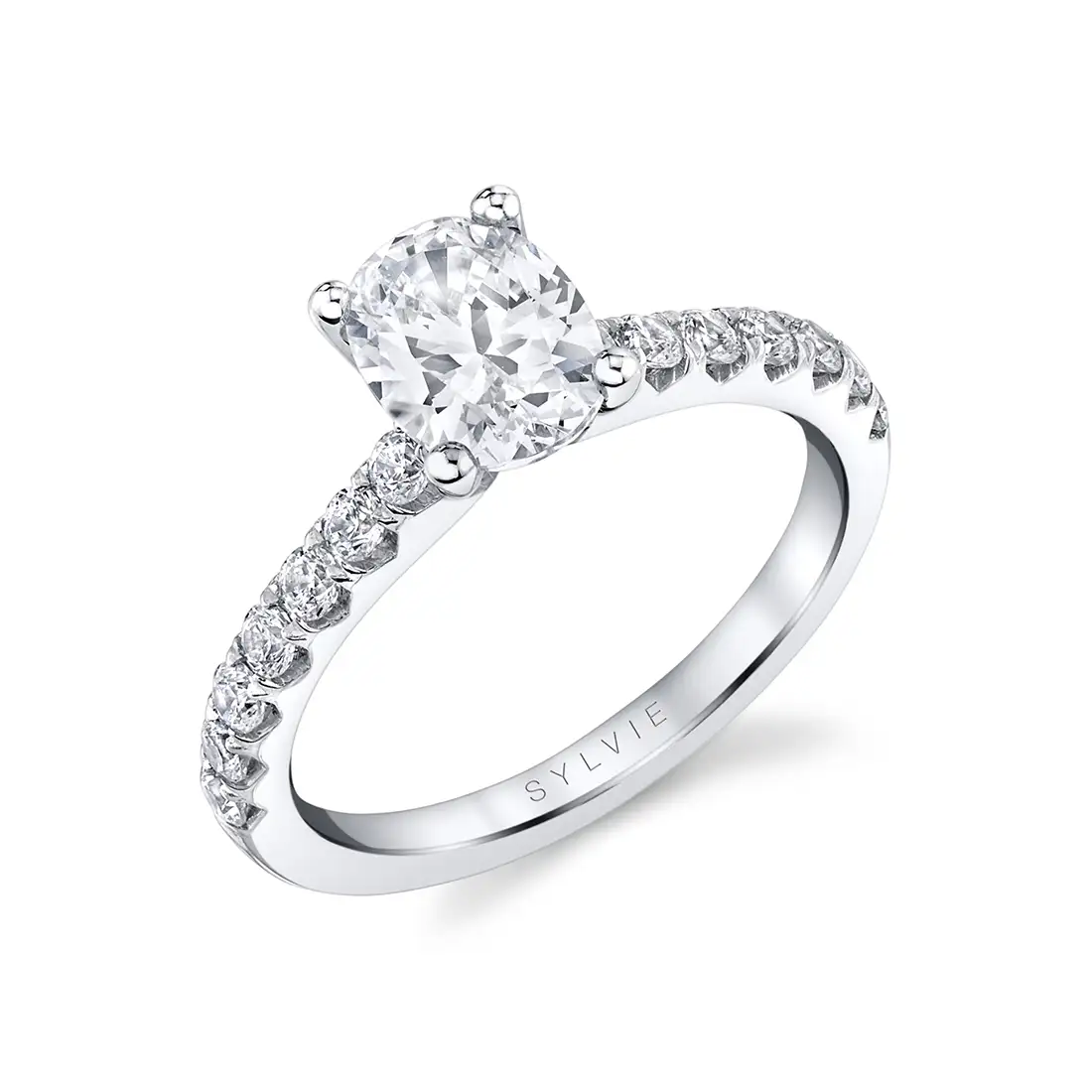 Oval Cut White Gold Classic Engagement Ring - Aimee