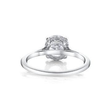 White Gold Round Cut Solitaire Hidden Halo Engagement Ring - Carter