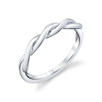 White Gold High Polish Spiral Wedding Ring - Yasmine