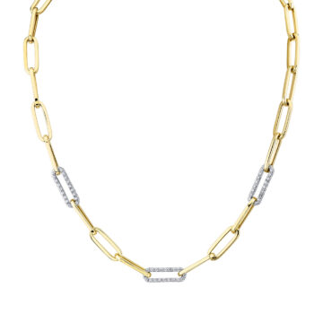 White Gold Diamond Paperclip Necklace