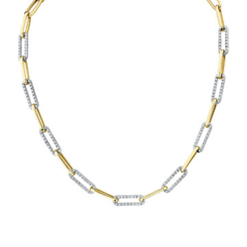 White Gold Diamond Paperclip Necklace