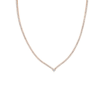 White Gold V Shaped Diamond Tennis Necklace