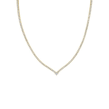 White Gold V Shaped Diamond Tennis Necklace