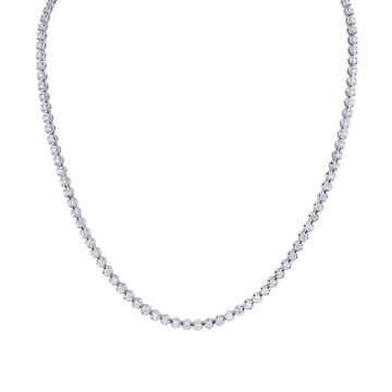 White Gold Bezel-Set Round Diamond Tennis Necklace