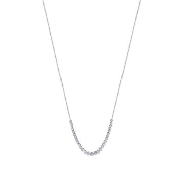 White Gold Round Bezel Diamond Smile Necklace