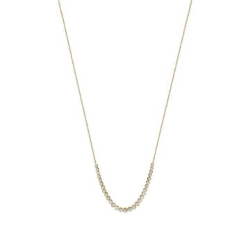 White Gold Round Bezel Diamond Smile Necklace