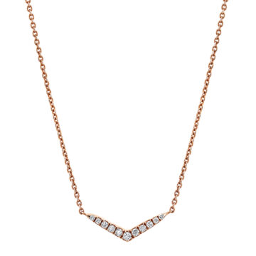 White Gold Diamond V Bar Necklace