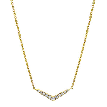 White Gold Diamond V Bar Necklace