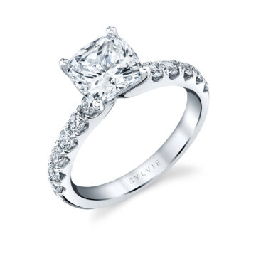 White Gold Cushion Cut Classic Engagement Ring - Adoria