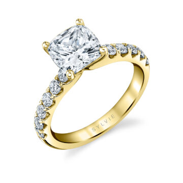 White Gold Cushion Cut Classic Engagement Ring - Adoria