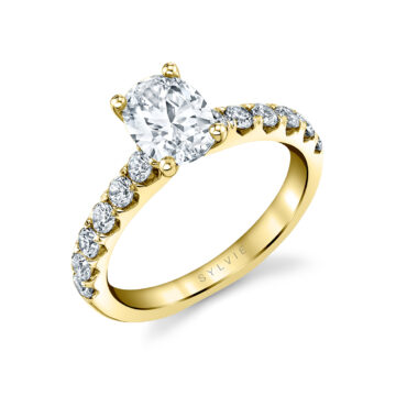 White Gold Oval Cut Classic Engagement Ring - Adoria