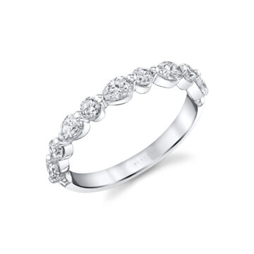 White Gold Unique Pear & Round Diamond Wedding Band